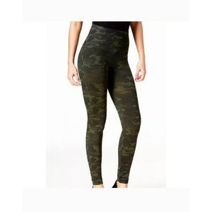 SPANX look at me Green Camo High-Waist Shaping pilates yoga sz Large Leggings